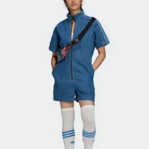 adidas originals bellista lace insert jumpsuit in black